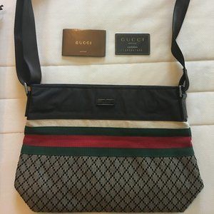 Gucci Web Messenger Bag Diamante Nylon Large